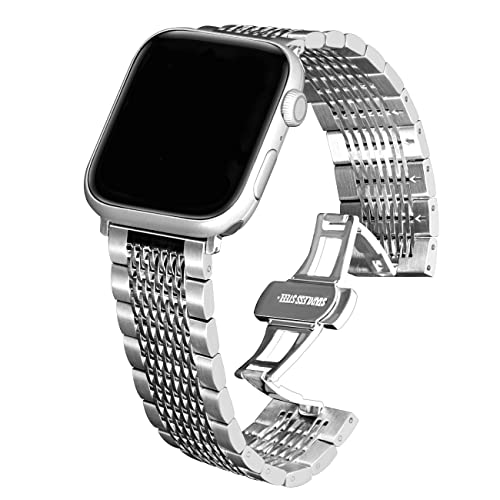 Kai Tian Kompatibel for Apple Watch Band 42mm 44mm 45mm 49mm, Schnelle Veröffentlichung Mesh Wristband Loop Edelstahl-Ersatzarmband for iWatch Serie 7 6 5 4 3 2 1 Sport Silbe von Kai Tian