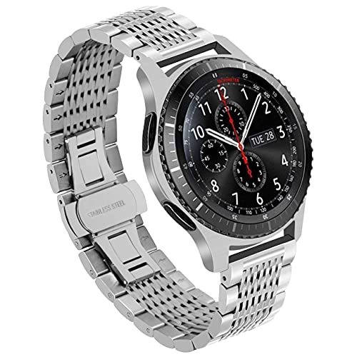 Kai Tian Schnellverschluss Silber Smart Watch Armband for Gear S3 Band 22mm Solid Watch Band Edelstahl Metall Schmetterlingsschnalle Armbänder for Samsung Gear S3 Classic Frontier, Galaxy Watch 46mm Kai Tian Schnellverschluss Silber Smart Watch Armband for Gear S3 Band 22mm Solid Watch Band Edelstahl Metall Schmetterlingsschnalle Armbänder for Samsung Gear S3 Classic Frontier, Galaxy Watch 46mm von Kai Tian