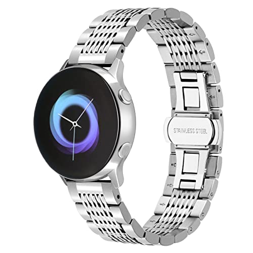 Kai Tian Silber Metall Armband Kompatibel Samsung Galaxy Watch 4/6 Classic Armband 46mm 47mm 42mm 43mm,Watch 4/5/6 40mm 44mm,Active 2 Armband Metall Frauen Männer, 20mm Metallarmband Edelstahl von Kai Tian