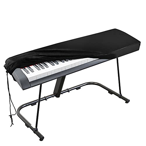 Abdeckung für Klaviertastatur, Elastizität Klavier Abdeckung Schutzabdeckung mit verstellbaren, elastischen Schnur und Verriegeln für 61 Tasten-Tastatur Digitalpiano Yamaha Roland (Schwarz) von Kaifire