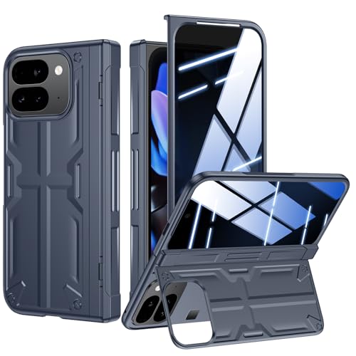 Kaiiecal Schutzhülle für Google Pixel-9-Pro: Dünnes Scharnier, Ständer, mit Sichtschutz, unterstützt kabelloses Laden, Ganzkörper-weiche Schutzhülle für Pixel 9Pro Fold (blau) von Kaiiecal