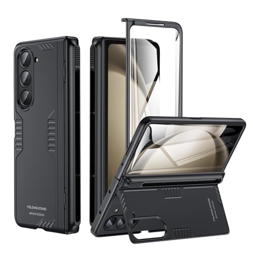 Schutzhülle für Samsung Galaxy Z-Fold-5: [Schlanke S-Pen-freundlich] [versteckter Ständer] [kabelloses Laden] Schlanke Scharnierhülle mit Displayschutzfolie – weiche Schutzhülle für Z Fold5 5G 2023 von Kaiiecal