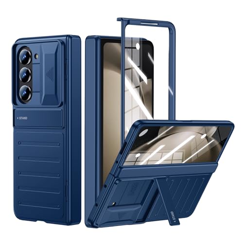 Schutzhülle für Samsung Galaxy Z-Fold-5: Stand-Schutzhülle mit Displayschutzfolie und Schiebe-Kamera-Abdeckung, stilvoll, leicht, schlankes Scharnier, Schutzhülle für Handys 5 5G 2023, Blau Schutzhülle für Samsung Galaxy Z-Fold-5: Stand-Schutzhülle mit Displayschutzfolie und Schiebe-Kamera-Abdeckung, stilvoll, leicht, schlankes Scharnier, Schutzhülle für Handys 5 5G 2023, Blau von Kaiiecal