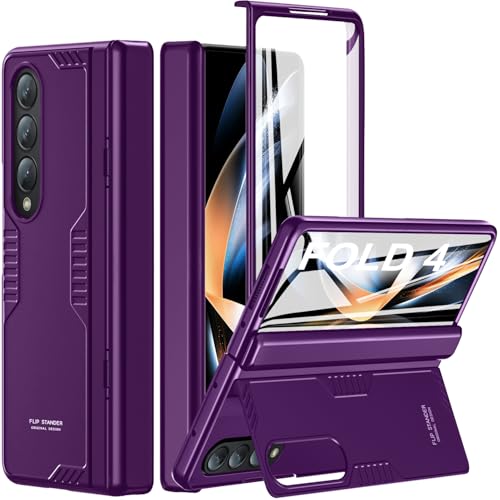 Schutzhülle für Samsung Z Fold 4: [versteckter Ständer] [kabelloses Laden] Schlankes Scharnier mit Ständer für Galaxy Z Fold 4 5G 2022, Dunkelviolett von Kaiiecal