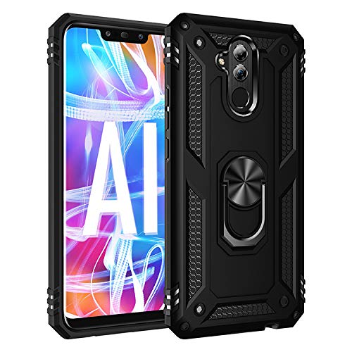 Kainevy Für Stoßfestes Huawei Mate 20 Lite Hülle mit Metall Ständer, Extrem Robuste Handyhülle Huawei Mate 20 Lite Schwarz Militärischer 360 Grad Hülle für Mädchen Jungen (Schwarz) von Kainevy