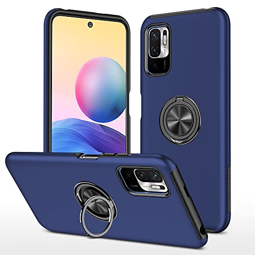 Kainevy Für Xiaomi Redmi Note 10 5G Hülle mit Ringhalter Magnetisch, Handyhülle Redmi Note 10 5G Stoßfest mit Kickstand Metall Militär 360°Rundumschutz Case Rosa für Frauen Männer (Blau) von Kainevy