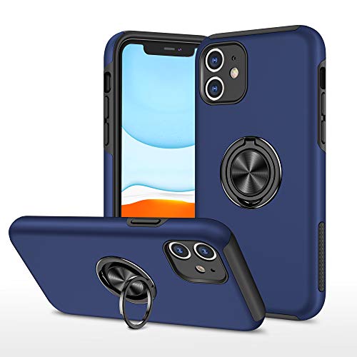 Kainevy Für iPhone 11 Hülle Stoßfest mit Metall Ständer für Magnetische Autohalterungen, Kratzfest Fallfestigkeit Handyhülle iPhone 11 Schwarz Militär 360°Rundumschutz Case Dünn (Blau) von Kainevy