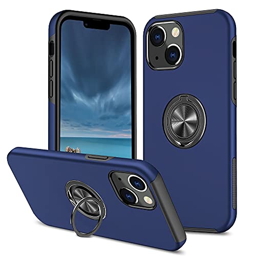 Kainevy Für iPhone 14 Plus Hülle Stoßfest mit Ständer, Militär Grade 360° Rundumschutz Handyülle iPhone 14 Plus Schwarz mit Ringhalter TPU PC Bumper Case Dünn für Frauen Männer (Blau) von Kainevy