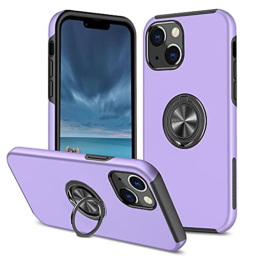 Kainevy Für iPhone 14 Plus Hülle Stoßfest mit Ständer, Militär Grade 360° Rundumschutz Handyülle iPhone 14 Plus Schwarz mit Ringhalter TPU PC Bumper Case Dünn für Frauen Männer (lila) von Kainevy