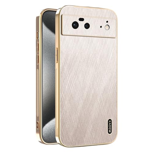 Kainevy für Magnetisch Google Pixel 6 Hülle Stoßfest Kompatibel mit MagSafe, Robuste Kratzfest Handyhülle Google Pixel 6 Schwarz Matt Goldener Faden Leder Case Aesthetic Leicht Dünn (Gold) von Kainevy