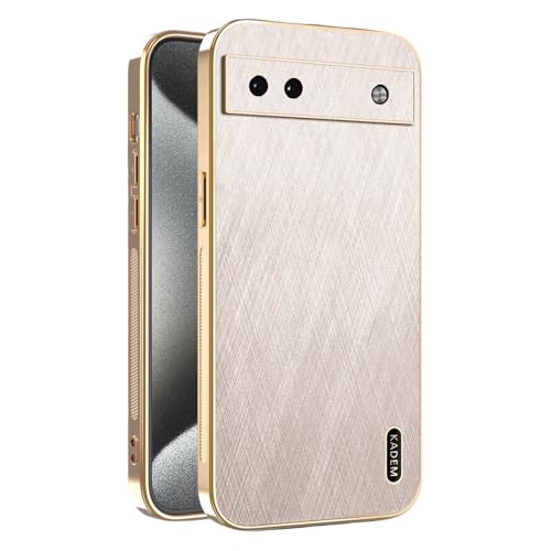 Kainevy für Magnetisch Google Pixel 6a Hülle Stoßfest Kompatibel mit MagSafe, Robuste Kratzfest Handyhülle Google Pixel 6a Schwarz Matt Goldener Faden Leder Case Aesthetic Leicht Dünn (Gold) von Kainevy