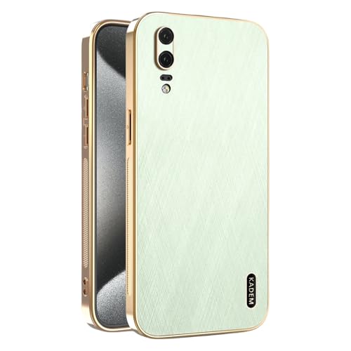 Kainevy für Magnetisch Huawei P20 Hülle Stoßfest Kompatibel mit MagSafe, Robuste Kratzfest Handyhülle Huawei P20 Schwarz Matt Goldener Faden Leder Case Aesthetic Leicht Dünn (Grün) von Kainevy