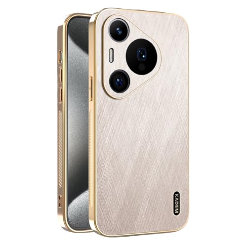 Kainevy für Magnetisch Huawei Pura 70 Pro Hülle Stoßfest Kompatibel mit MagSafe, Robuste Kratzfest Handyhülle Huawei Pura 70 Pro Schwarz Matt Goldener Faden Leder Case Aesthetic Leicht Dünn (Gold) von Kainevy