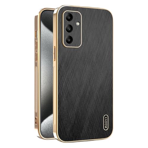 Kainevy für Magnetisch Samsung Galaxy A05s Hülle Stoßfest Kompatibel mit MagSafe, Robuste Kratzfest Samsung A05s Hülle Schwarz Matt Goldener Faden Leder Case Aesthetic Leicht Dünn (Schwarz) von Kainevy