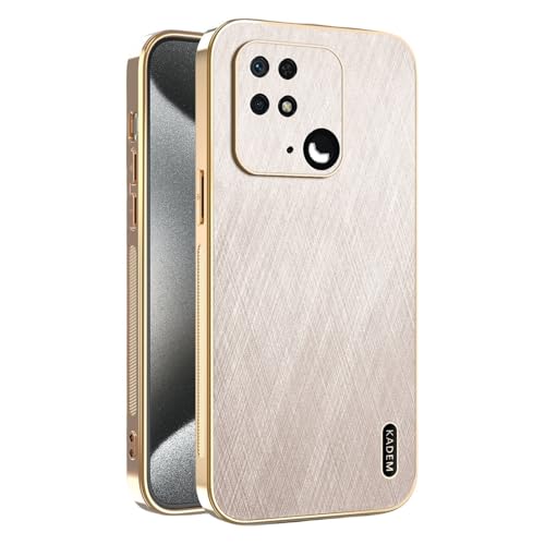Kainevy für Magnetisch Xiaomi Redmi 10C Hülle Stoßfest Kompatibel mit MagSafe, Robuste Kratzfest Handyhülle Xiaomi Redmi 10C Schwarz Matt Goldener Faden Leder Case Aesthetic Leicht Dünn (Gold) von Kainevy