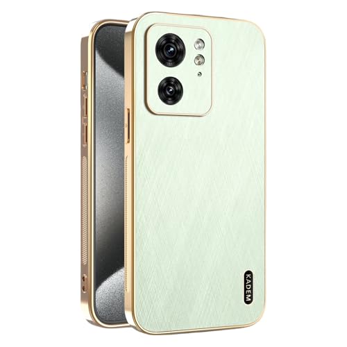 Kainevy für Motorola Edge 40 Hülle Magnetisch Robuste, Kratzfest Stoßfest Handyhülle Motorola Edge 40 Schwarz Matt Goldener Faden Leder Case Aesthetic Leicht Dünn für Frauen Männer (Grün) von Kainevy