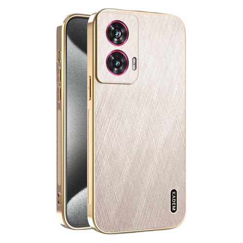 Kainevy für Motorola Edge 50 Fusion Hülle Magnetisch Robuste, Stoßfest Kratzfest Handyhülle Motorola Moto Edge 50 Fusion Schwarz Matt Goldener Faden Leder Case Aesthetic Leicht Dünn (Gold) von Kainevy