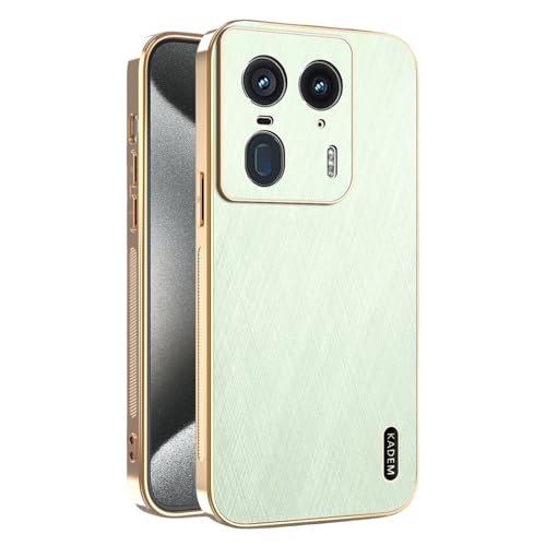 Kainevy für Motorola Edge 50 Ultra Hülle Magnetisch Robuste, Kratzfest Stoßfest Handyhülle Motorola Moto Edge 50 Ultra Schwarz Matt Goldener Faden Leder Case Aesthetic Leicht Dünn (Grün) von Kainevy