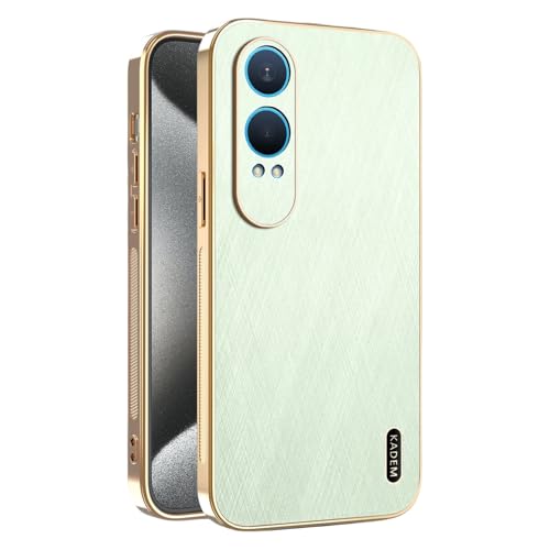 Kainevy für OnePlus Nord CE4 Lite 5G Hülle Magnetisch Stoßfest, Robuste Kratzfest Handyhülle OnePlus Nord CE4 Lite 5G Schwarz Matt Goldener Faden Leder Case Aesthetic Leicht Dünn (Grün) von Kainevy