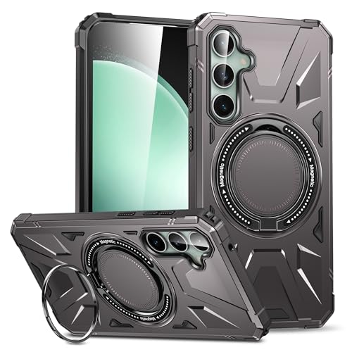 Kainevy für Samsung Galaxy A55 5G Hülle mit Ständer Magnetisch für MagSafe Kabelloses Ladegerät, Military Grade Stoßfest Handyhülle Samsung A55 5G Hülle Schwarz Ganzkörper Schutzhülle (Grau) von Kainevy