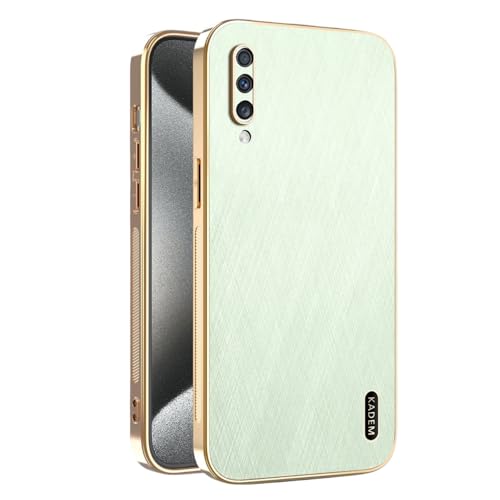 Kainevy für Samsung Galaxy A70 Hülle Magnetisch Stoßfest Kompatibel mit MagSafe, Robuste Kratzfest Samsung A70 Hülle Schwarz Matt Goldener Faden Leder Case Aesthetic Leicht Dünn (Grün) von Kainevy