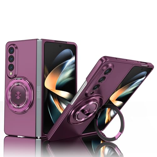Kainevy für Samsung Z Fold 4 Hülle mit Magnetisch Ständer für MagSafe Kabelloses Ladegerät, Stoßfest Handyhülle Samsung Galaxy Z Fold 4 Hülle Schwarz Aesthetic Schutzhülle Dünn Case (Burgunderrot) von Kainevy