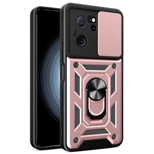 Kainevy für Xiaomi 13T Pro Hülle mit Kameraschutz und 360 Grad Ring Ständer, Kratzfest Stoßfest Handyhülle Xiaomi 13T Pro Schwarz Weich TPU Bumper Schutzhülle für Frauen Männer (Rotgold) von Kainevy