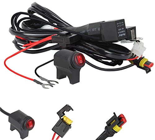 Kairiyard Light Bar Wiring Harness Motorrad Lenker Schalter 13ft 14AWG 2 Leitungen Universal Fog Light Wiring Harness Kit 480W 12V Relais 40A Fuse Relay für die Umschaltung verschiedener Licht Modus von Kairiyard