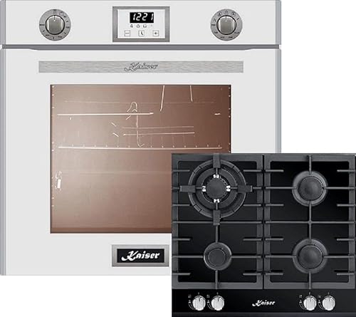 Kaiser Backofen-Set EG 6374 W + KCG 6380, Einbau-Backofen 60cm in Weiß,Gas Backofen+Gas-Kochfeld 60 cm von Kaiser