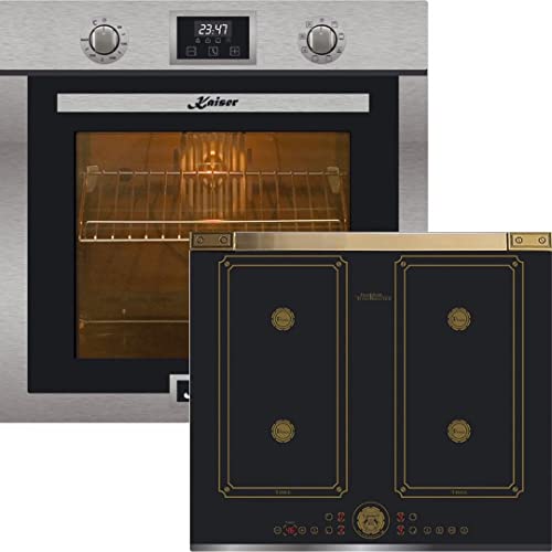 Kaiser Backofen-Set EH 6323+ KCT 6745 AD, Autark, Selbstreinigung, Drehspieß, Elektro Backofen,10 Funktionen,Pizzafunktion,79 L+Flex Retro Induktionskochfeld 60 cm Einbau Herd Autark Power Booster von Kaiser