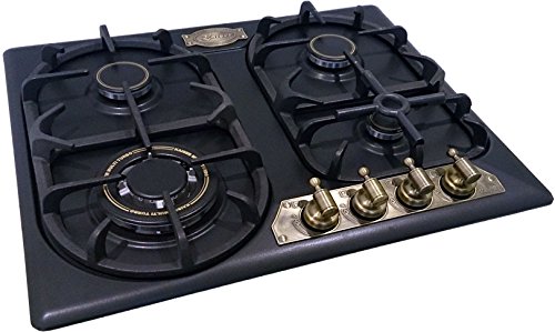 Kaiser Empire Exklusives Gas Kochfeld 60cm Autark/Gaskochfeld/Emailliert Schwarz/Gas/ 4 Hochwertge Brennern/WOK Brenner 3,8kW / Gasherd/Gas-Control/Erdgas und Propangas/UVP 822 EUR von Kaiser