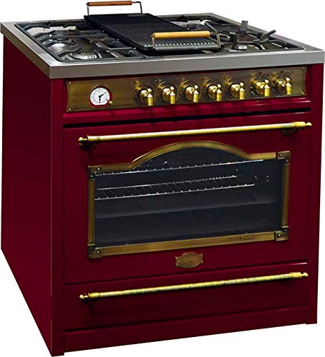 Kaiser Empire HGE 93555 RotEm/Retro Gas Elektro Standherd 90cm/ Range Cooker/ 115L / Herd mit Gas Kochfeld/ 4,5 Kw WOK/Elektro Backofen /8 Funktionen/Selbstreinigung/Drehspieß/Erdgas/Flüssiggas von Kaiser