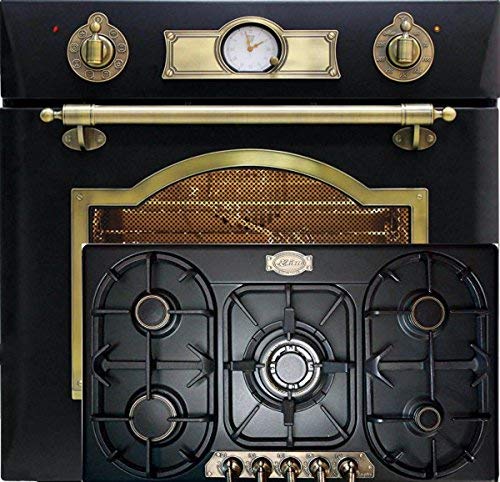 Kaiser Empire Set Einbauofen Schwarz/Elektro/Selbstausreichend 67L / Heißluft, Grill, Spieß, selbstreinigend + Gas- oder Propangasherd 90cm / Wokkocher 3,8kW von Kaiser