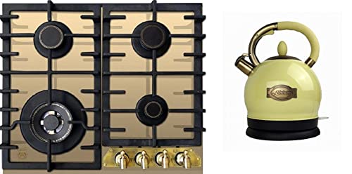 Kaiser Gas-Kochfeld KCG 6335 ElfEm, 60cm, Elfenbein Glas, Retro Einbau Herd, 3,8kW WOK Facette vorne Metallplate Bronze + WK 2000 ElfEm Exklusiver Retro Wasserkocher Kontroll LED 2 L 1800W Kaiser Gas-Kochfeld KCG 6335 ElfEm, 60cm, Elfenbein Glas, Retro Einbau Herd, 3,8kW WOK Facette vorne Metallplate Bronze + WK 2000 ElfEm Exklusiver Retro Wasserkocher Kontroll LED 2 L 1800W von Kaiser