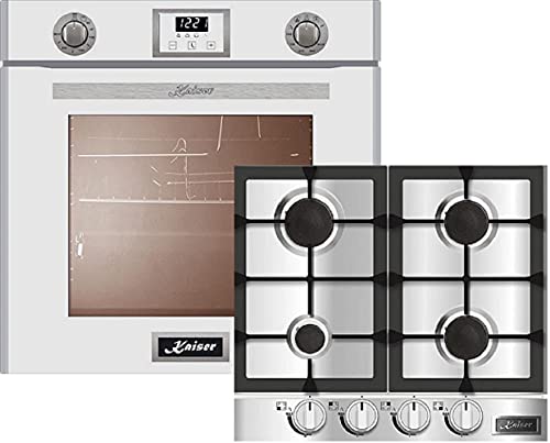 Kaiser Gasbackofen Gasherd-Set EG 6374 W + KG 6357, Einbau-Backofen 60cm in Weiß/Gas Backofen/Gas-Kochfeld 60 cm/Autark/Drehspieß/Grill/Heißluft/Selbstreinigung/Erdgas/Propangas Kaiser Gasbackofen Gasherd-Set EG 6374 W + KG 6357, Einbau-Backofen 60cm in Weiß/Gas Backofen/Gas-Kochfeld 60 cm/Autark/Drehspieß/Grill/Heißluft/Selbstreinigung/Erdgas/Propangas von Kaiser
