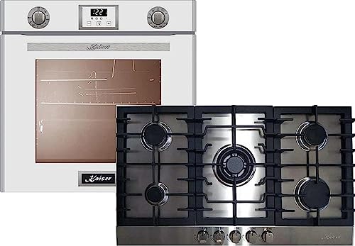 Kaiser Gasbackofen Gasherd-Set EG 6374 W + KG 9356, Einbau-Backofen 60cm in Weiß/Gas Backofen/Gas-Kochfeld 90 cm/Autark/Drehspieß/Grill/Heißluft/Selbstreinigung/Erdgas/Propangas von Kaiser