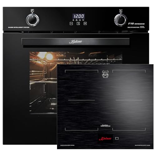 Kaiser Herd set EH 6367 + KCT 6140 FI Exklusiver Einbau Backofen 60 cm in Schwarz 79L + Induktionskochfeld 60 cm FREE ZONE mit 2 FLEX Induktions-Zonen TFT Display von Kaiser