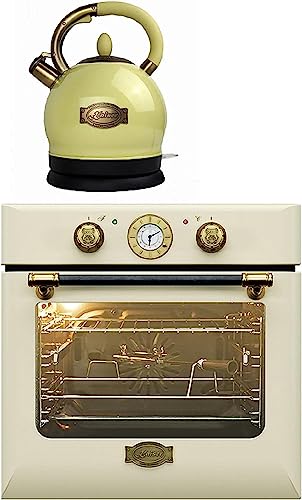 Kaiser Herdset Autark Einbaubackofen EH 6432 ElfBE Eco+WK 2000 ElfEm, Retro Einbau Backofen Elektro, Autark, 68 L, Drehspieß, Pizzafunktion von Kaiser