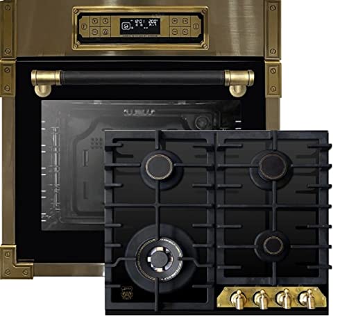 Kaiser Herdset EH 6726 AD+KCG 6335 Em Turbo, Retro Einbau Backofen 80L, 11 Betriebsfunktionen+Retro Einbau Gas Kochfeld 60 cm, Schwarz Glas, Erdgas/Propangas/Fl.Gas von Kaiser