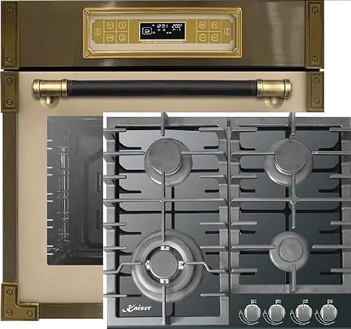 Kaiser Herdset EH 6726 ElfAD + KCG 6383 Turbo, Retro Einbau Backofen 80L, Elektro Backofenset – 11 Betriebsfunktionen + Einbau Gas Kochfeld 60 cm, Erdgas/Propangas/Fl.Gas, von Kaiser