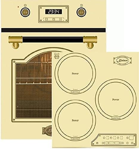 Kaiser Induktions Herd-Set EH 4796 ElfAD+KCT 4795 ElfFI AD, Retro Backofen Einbaubackofen 45 cm, Autark, 50 L, 9 Funktionen+60 cm, Retro Kochfeld, Metallplatten Bronze,4 QickHeat Zonen von Kaiser