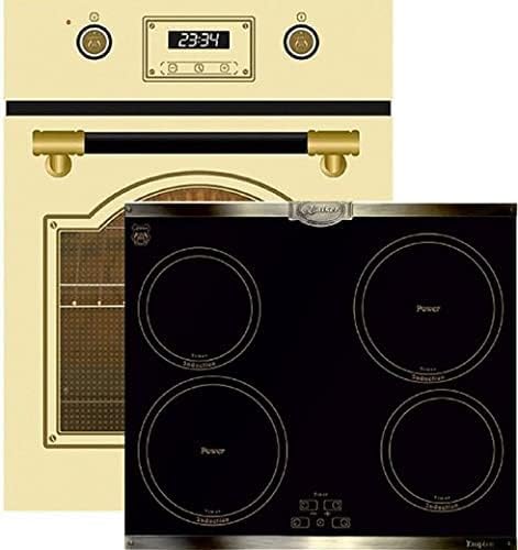 Kaiser Induktions Herd-Set EH 4796 ElfAD+KCT 6395 Iem, Retro Backofen Einbaubackofen 45 cm, Autark, 50 L, 9 Funktionen+60 cm, Retro Kochfeld, Metallplatten Bronze,4 QickHeat Zonen von Kaiser