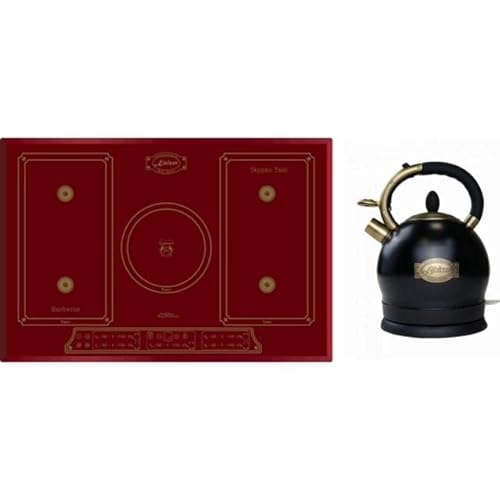 Kaiser Induktions-Kochfeld KCT 7797 FI RotEm, Induktionskochfeld,77cm,FREE ZONE,PowerBoost 4,3 KW,Barbecue und Teppan Yakin+WK 2000 Em Retro Wasserkocher Kontroll LED 2 L 1800 W Rotation von Kaiser