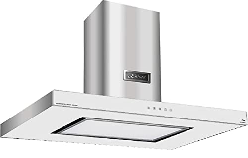 Kaiser Inselhaube AI 9434 W Eco, Designer Luxus Dunstabzugshaube 90 cm, Weiß Glas Edelstahl, Inox, 1250m³/h, Intelligent System, LED Flächen Beleuchtung, Abluft, Umluft von Kaiser