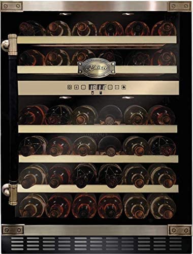 Kaiser K 64750 AD Retro Weinkühlschrank 145 l 46 Weinflachen 2 Klimazonen Freistehend/Unterbau Getränkekühlschrank,5 herausziehbare Holzregale von Kaiser