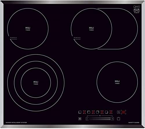 Kaiser KCT 6715 F Glaskeramik Kochfeld Autark 60cm, Schwarz Glas,Glaskeramikkochfeld, 4 High-Light Kochzonen,Bräterzone,Zweikreis,Einbaukochfeld,TouchControl,Display,Herd Einbau,Kochfeld von Kaiser