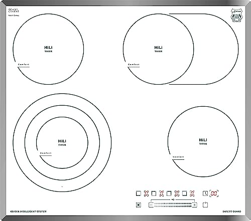 Kaiser KCT 6715 F WWeißes Glaskeramik Kochfeld 60cm, HighLight Kochzonen, Autark, Einbau Herd, Dreikreiskochzone,Bräterkochzone,Power-Slide, Funktionsdisplay,Safety Guard,ohne Rahmen von Kaiser