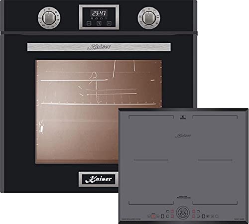 Kaiser Küchengeräte Backofen-Set EH 6326 SP + KCT 6730 FIG, Elektro Einbau Backofen, Autark, 79L, 10 Funktionen + Induktions- Kochfeld 60 cm, Flexzone/Freezone, Autark, graues Glas von Kaiser