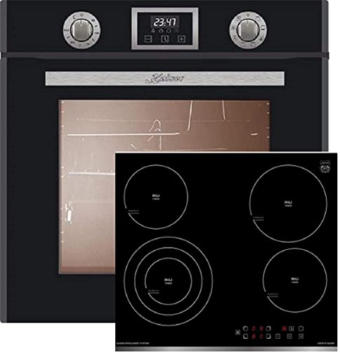 Kaiser Küchengeräte Backofen-Set EH 6326 Sp+KCT 6703 F, Elektro Einbau Backofen, Autark, 79L, Selbstreinigung, 10 Funktionen + Einbau Kochfeld ohne Rahmen 60 cm, Hi-light Herd von Kaiser