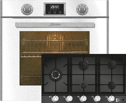 Kaiser Küchengeräte Backofen-Set EH 6326 W+KCG 9387 Turbo, Elektro Einbau Backofen, Autark, 79L, 10 Funktionen+Einbau Gas- Kochfeld 90 cm, Knebel aus Edelstahl, Schwarz Glas von Kaiser